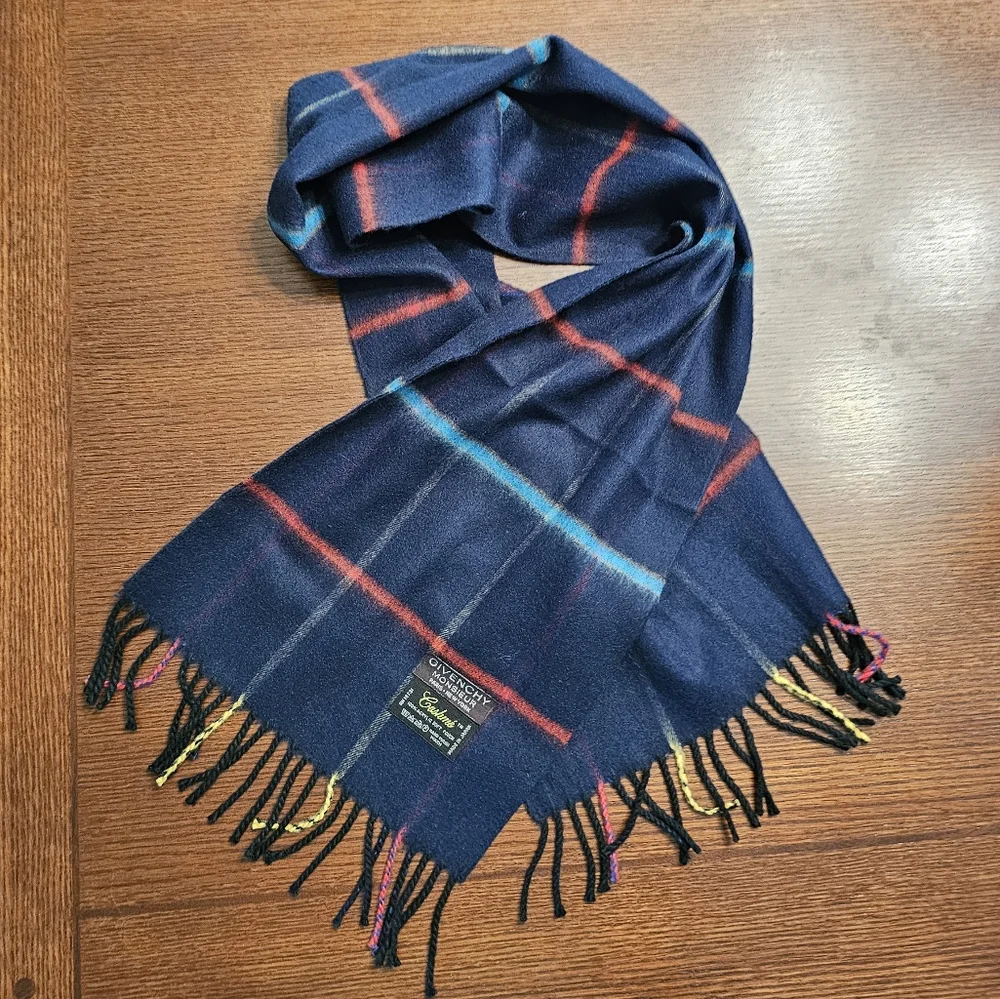 Givenchy Plaid Fringe Scarf